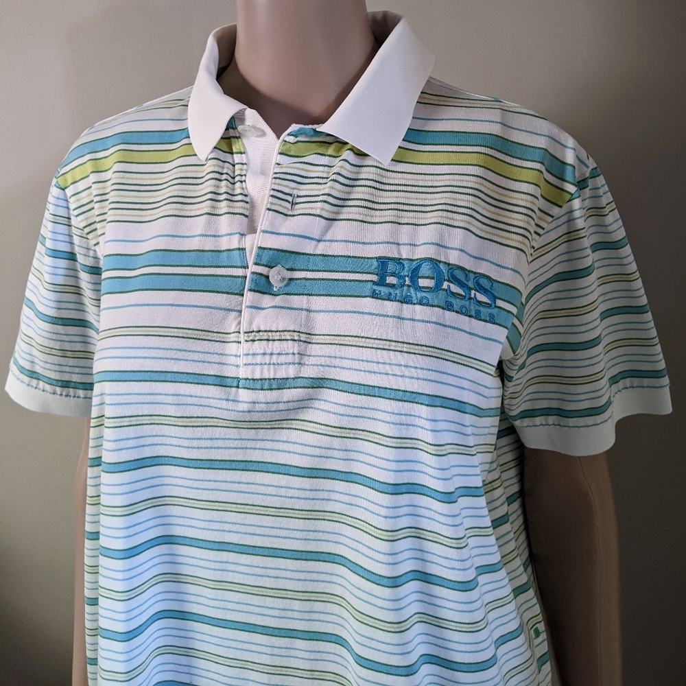Hugo Boss striped polo tshirt, size medium